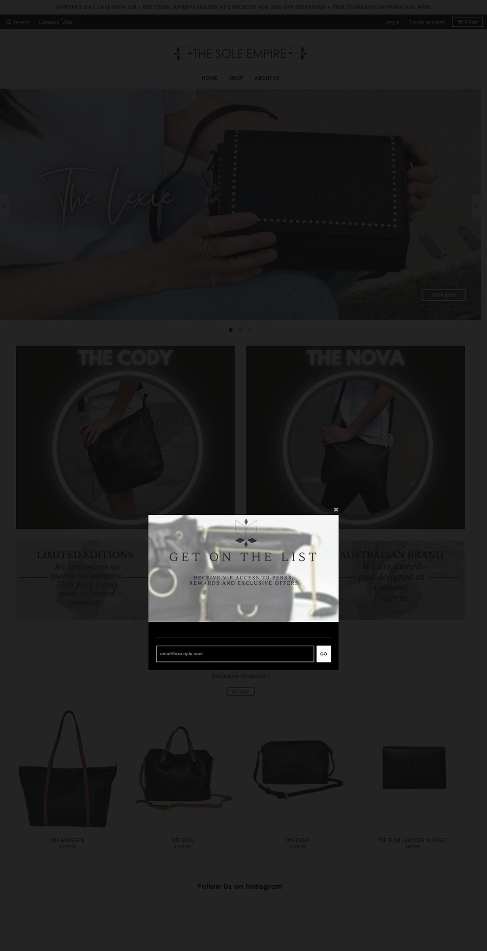thesoleempire.com.au shopify website screenshot