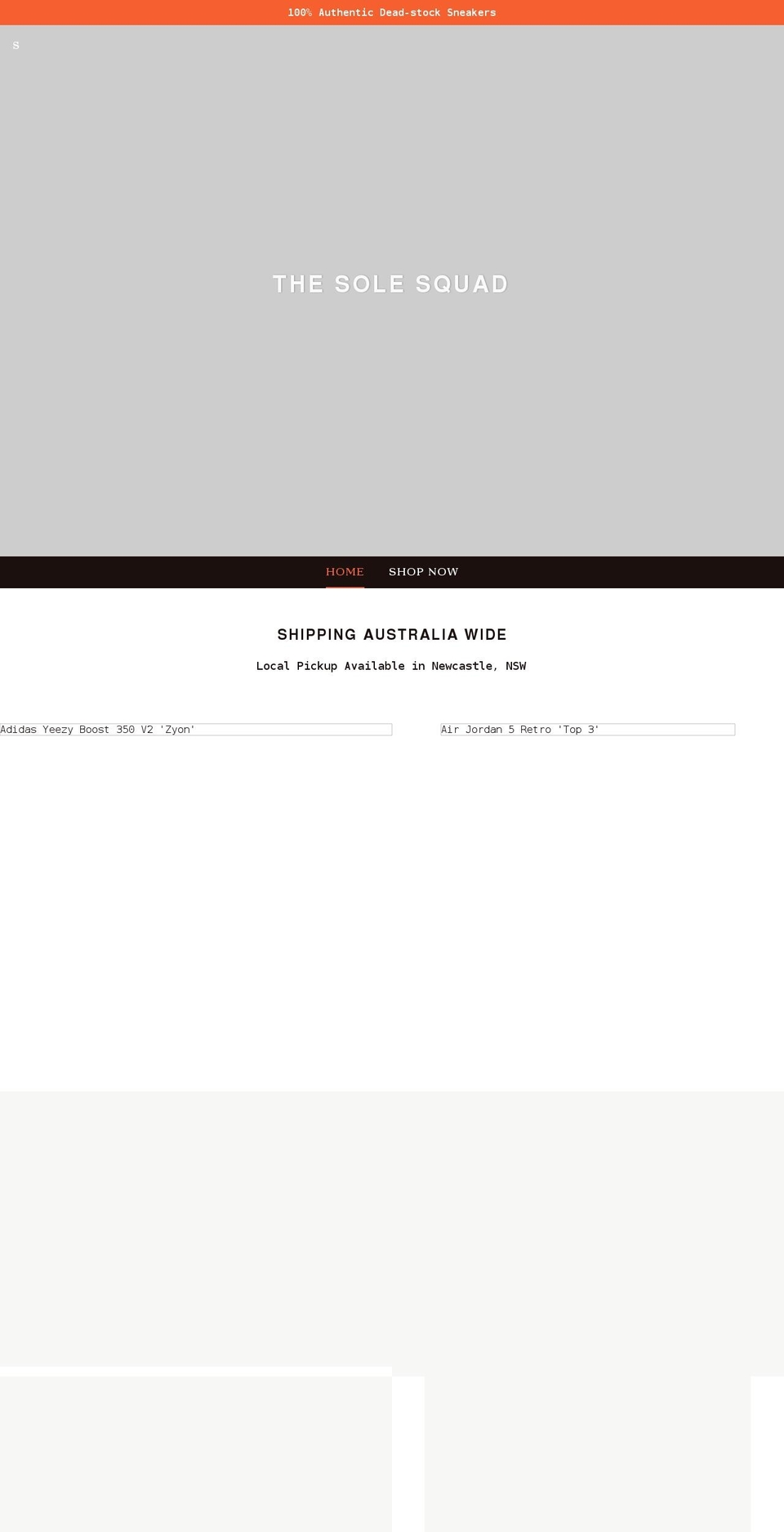 thesolesquad.com shopify website screenshot