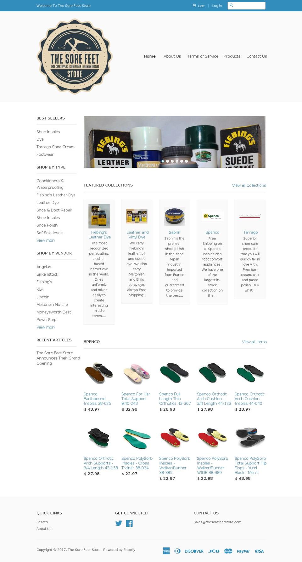thesorefeetstore.com shopify website screenshot