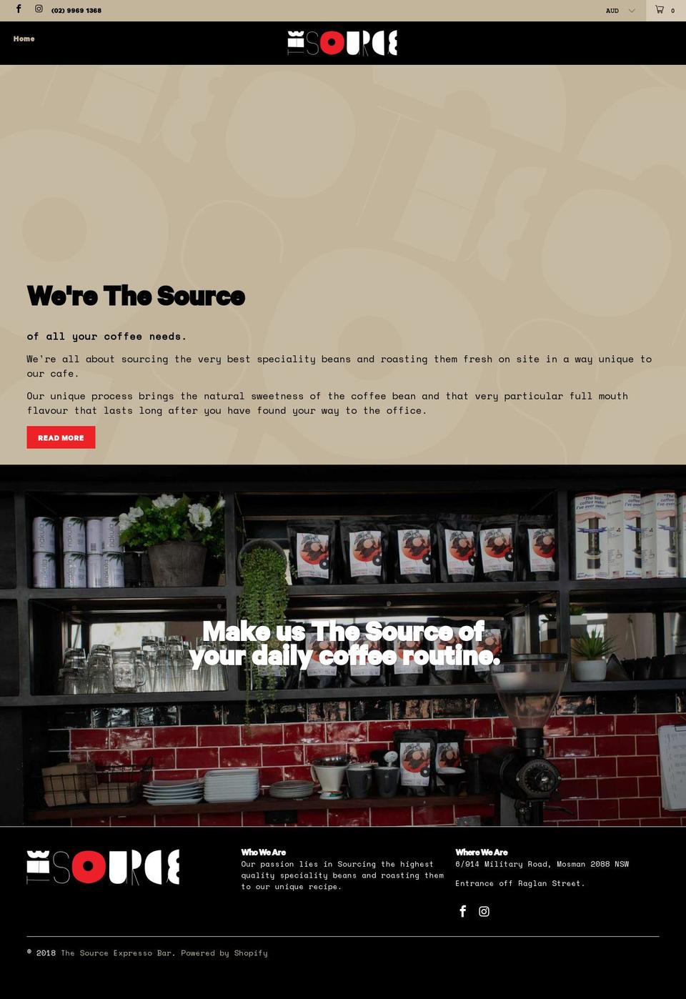 thesourceespresso.com shopify website screenshot