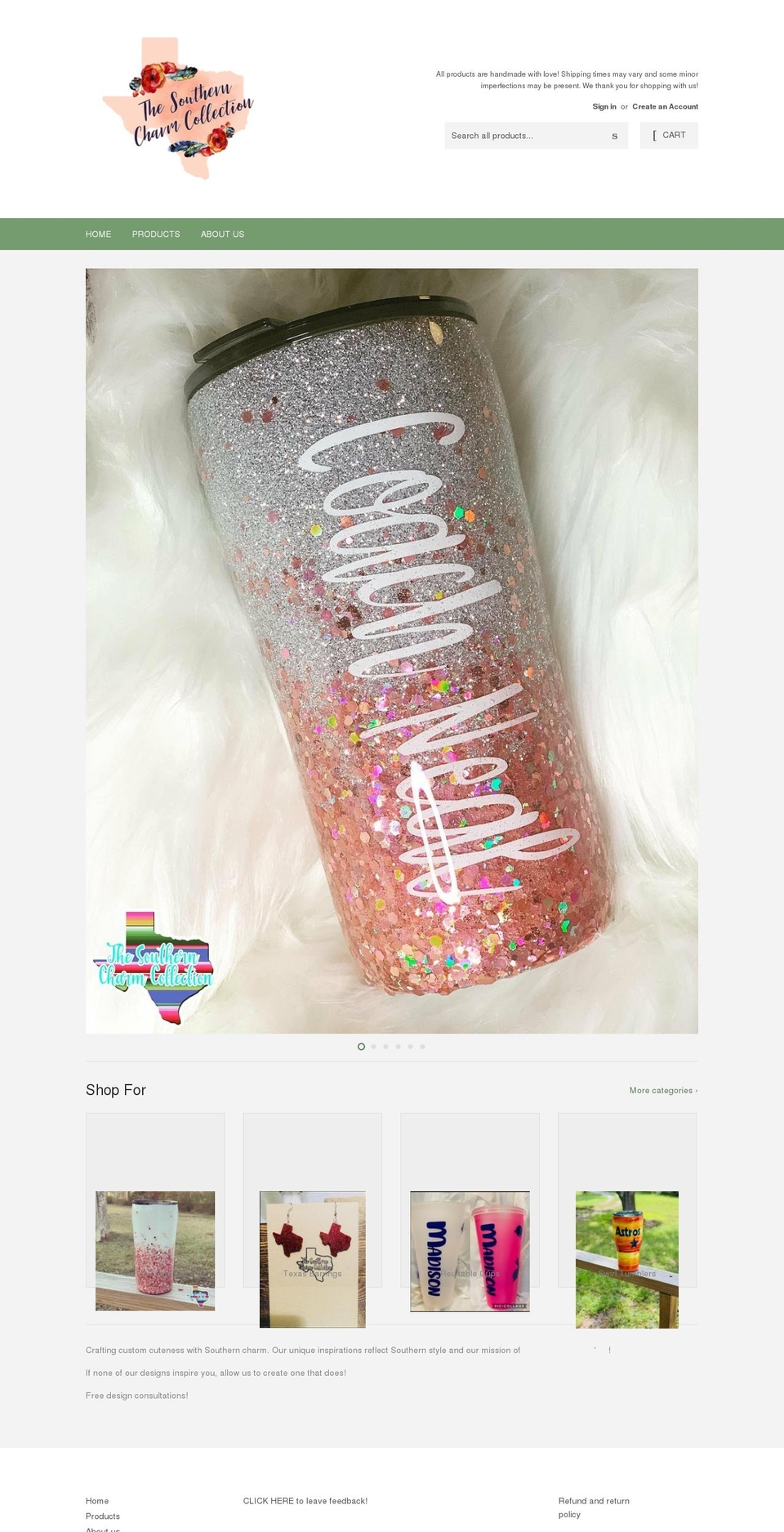 thesoutherncharmtx.com shopify website screenshot