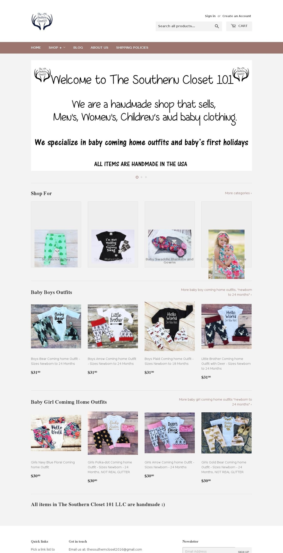 thesoutherncloset101.com — Shopify storefront screenshot