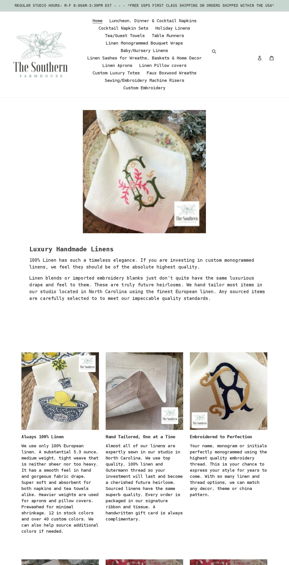 thesouthernfarmhouse.com shopify website screenshot