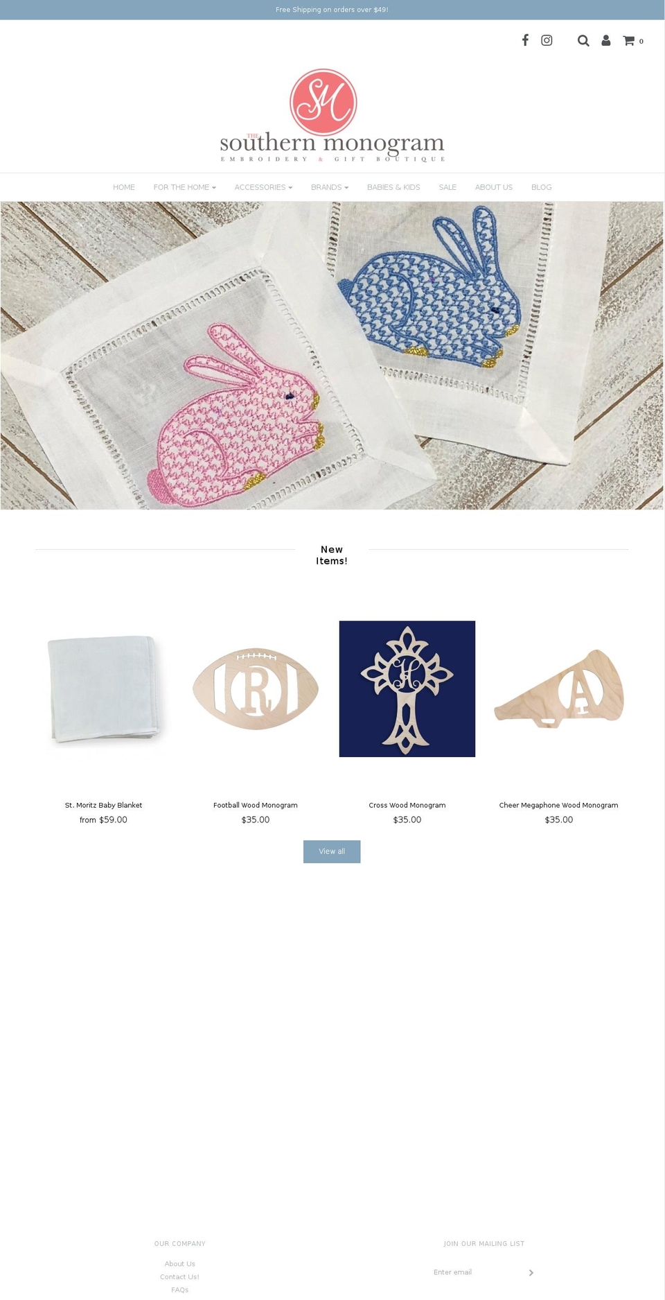 thesouthernmonogram.com shopify website screenshot