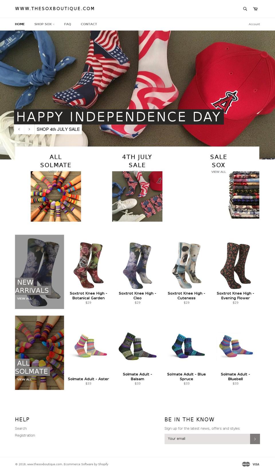 thesoxboutique.com — Shopify storefront screenshot