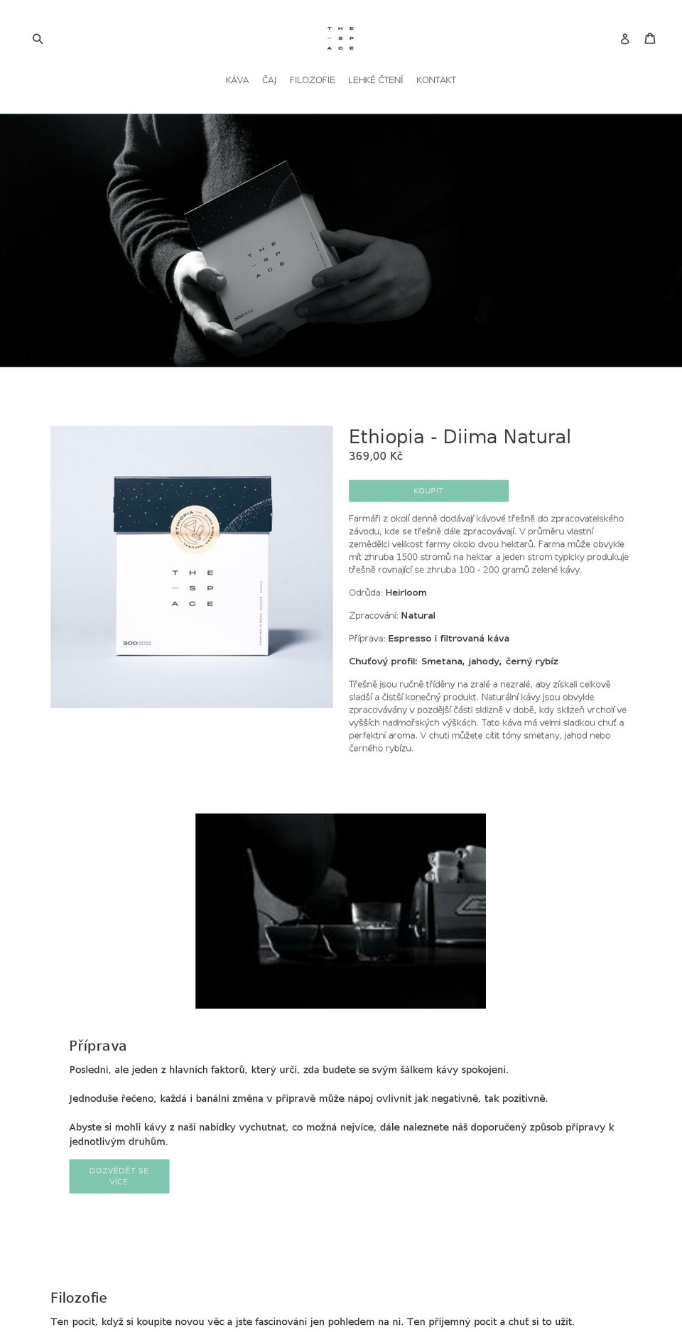 Highlight Shopify theme site example thespace.cz