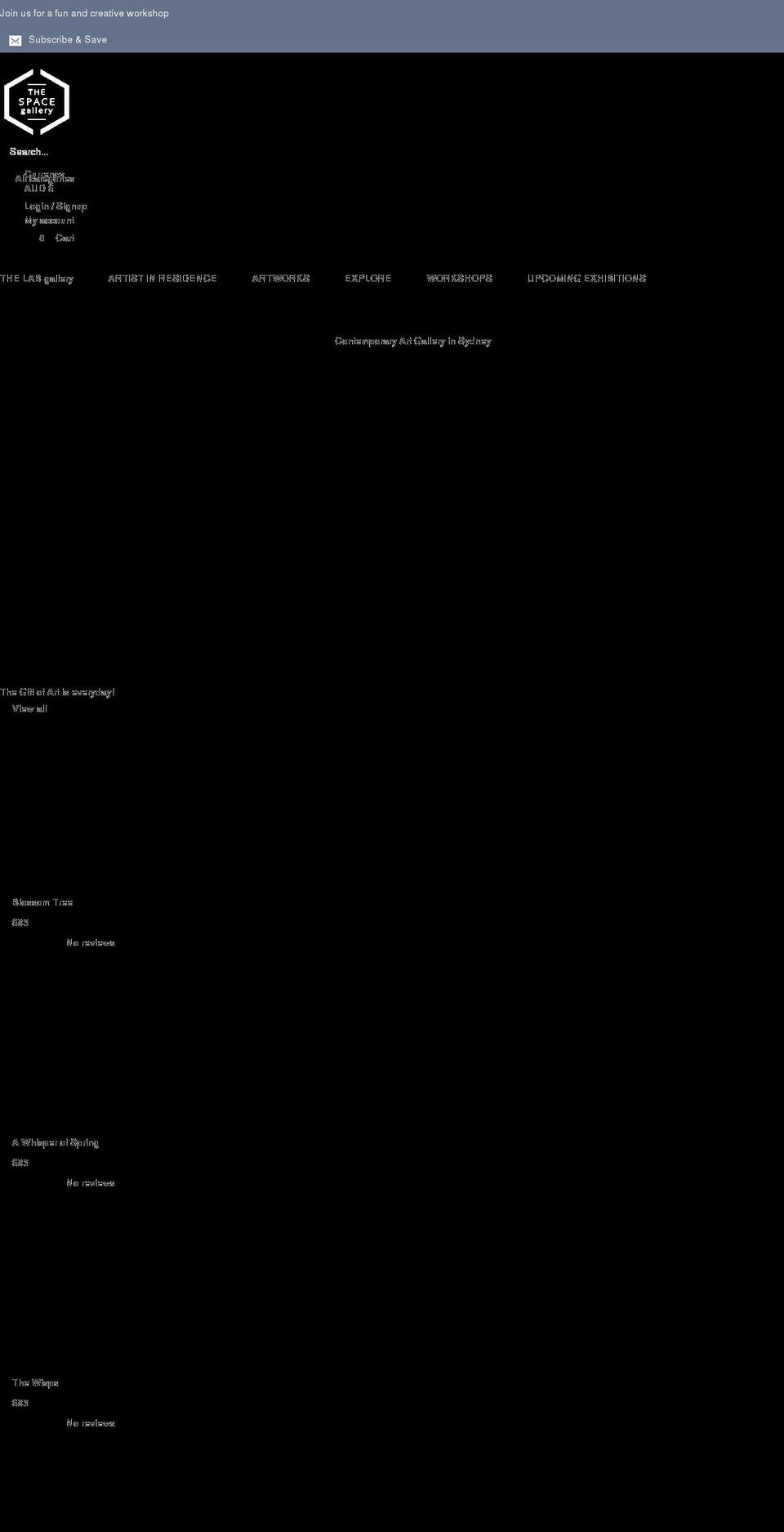 thespacegallery.com.au shopify website screenshot