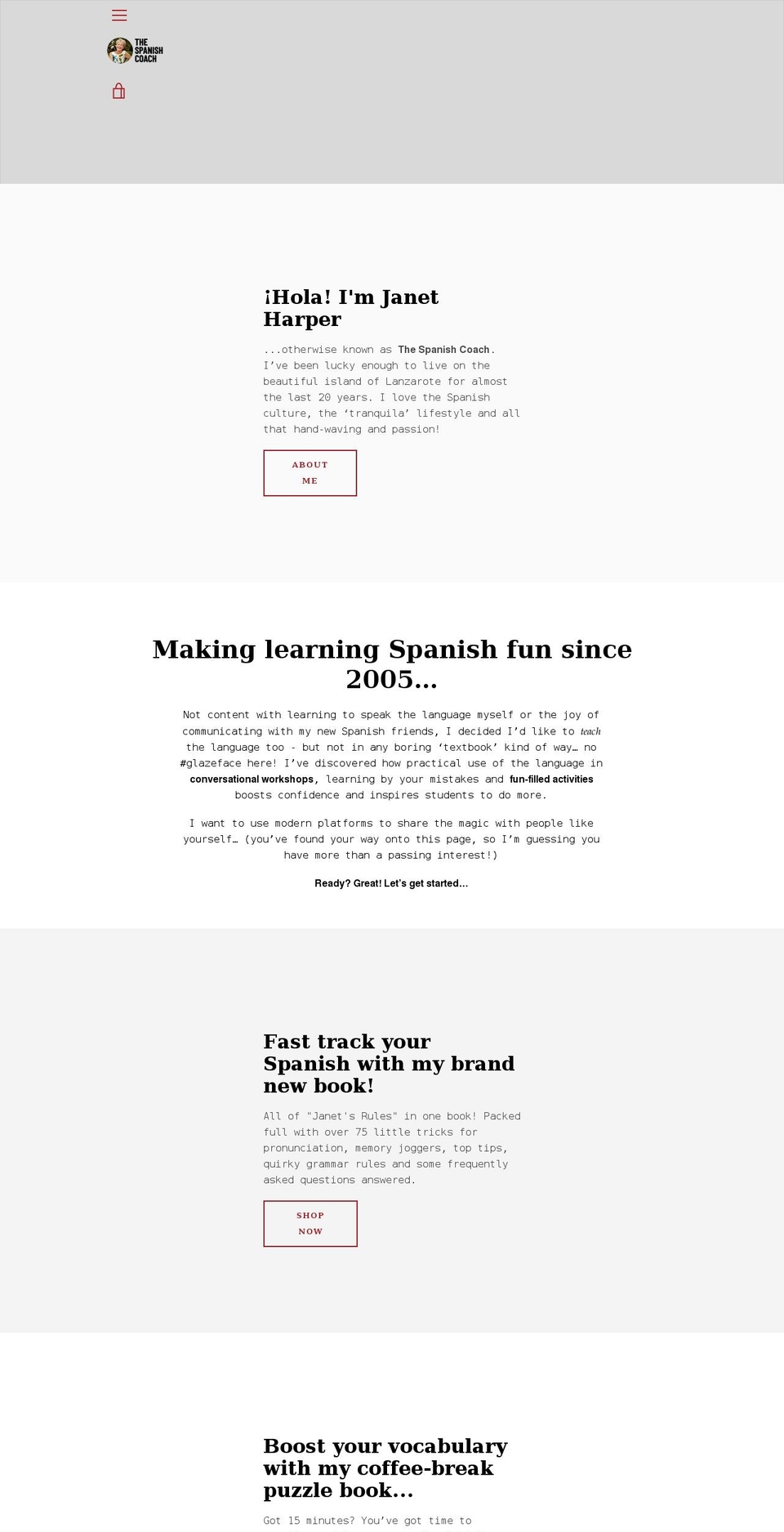 thespanishcoach.net shopify website screenshot