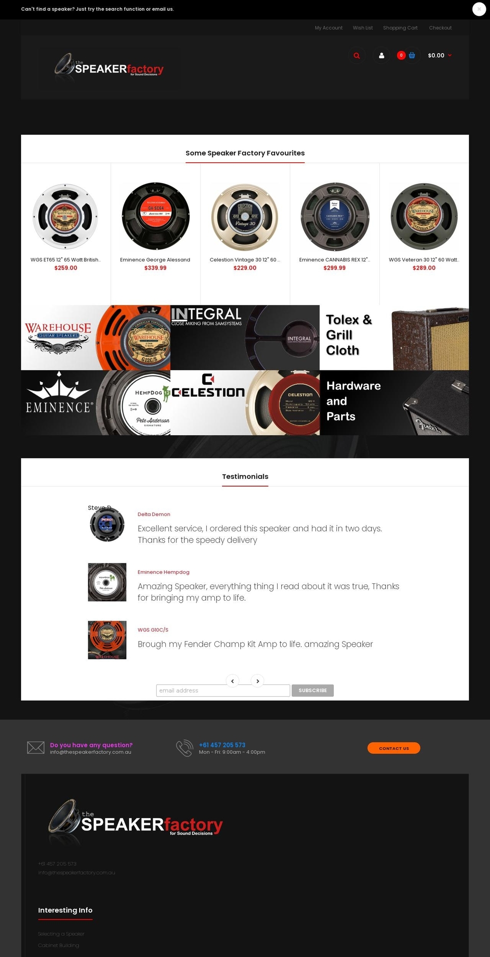 thespeakerfactory.com.au shopify website screenshot