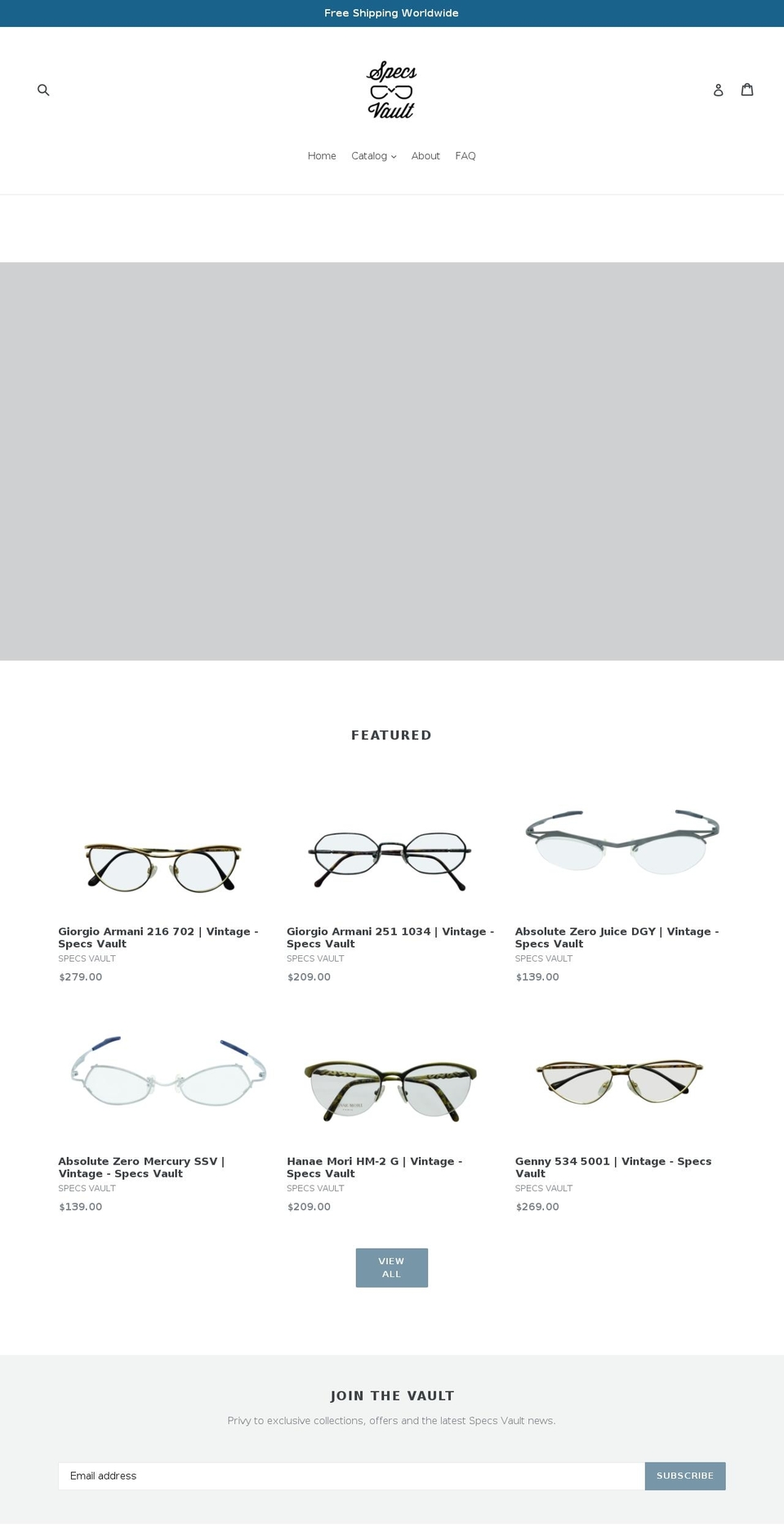 thespecsvault.com — Shopify storefront screenshot