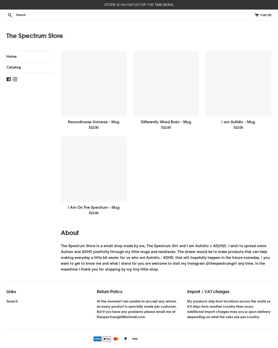 thespectrumstore.net shopify website screenshot