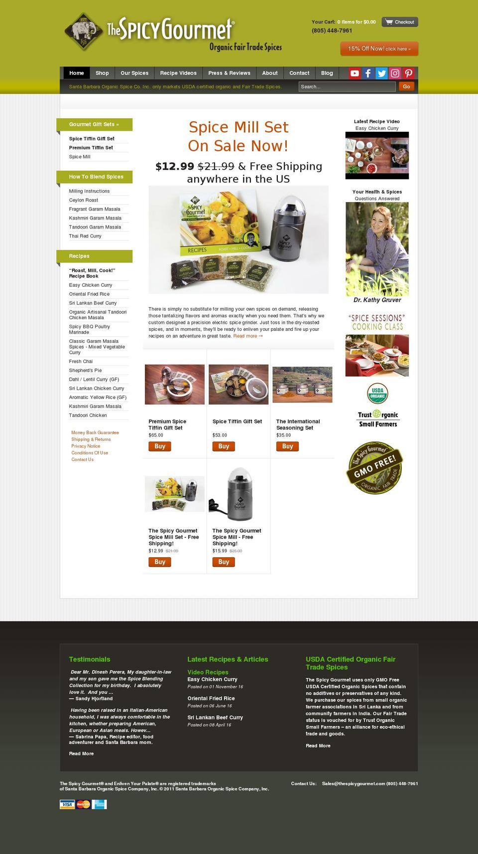 master Shopify theme site example thespiceygourmet.com