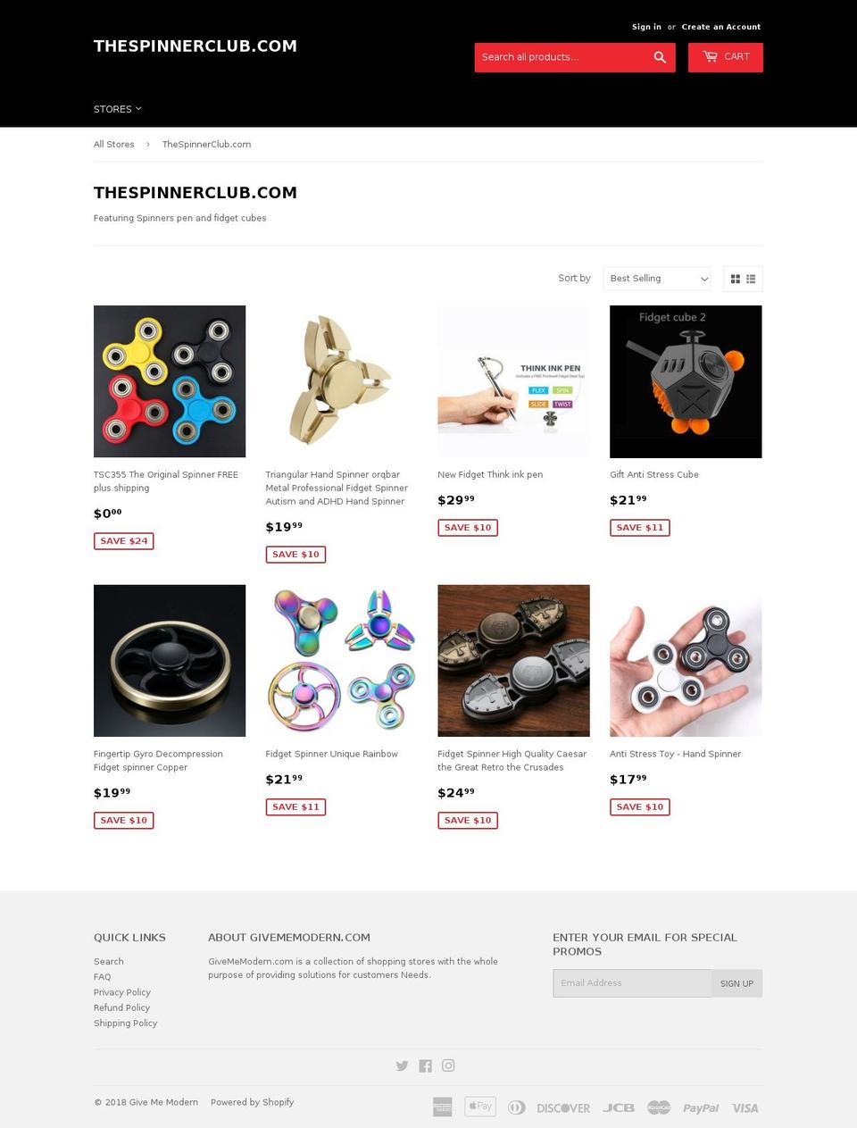 thespinnerclub.com — Shopify storefront screenshot