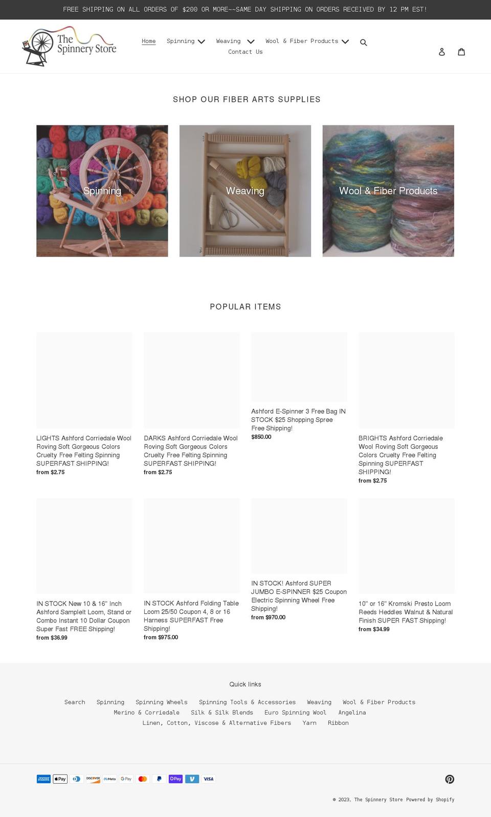 thespinnerystore.com shopify website screenshot