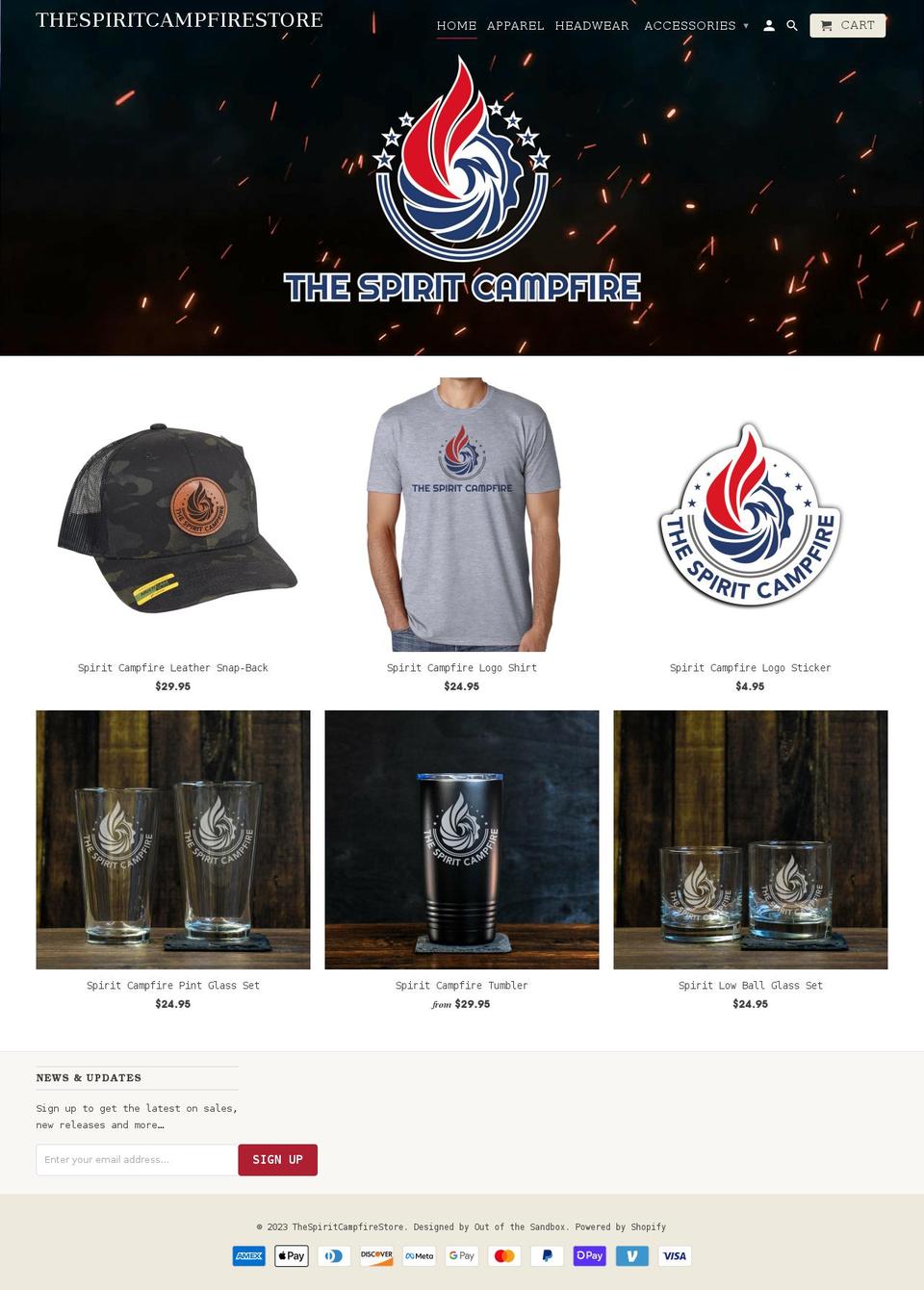 thespiritcampfirestore.com shopify website screenshot