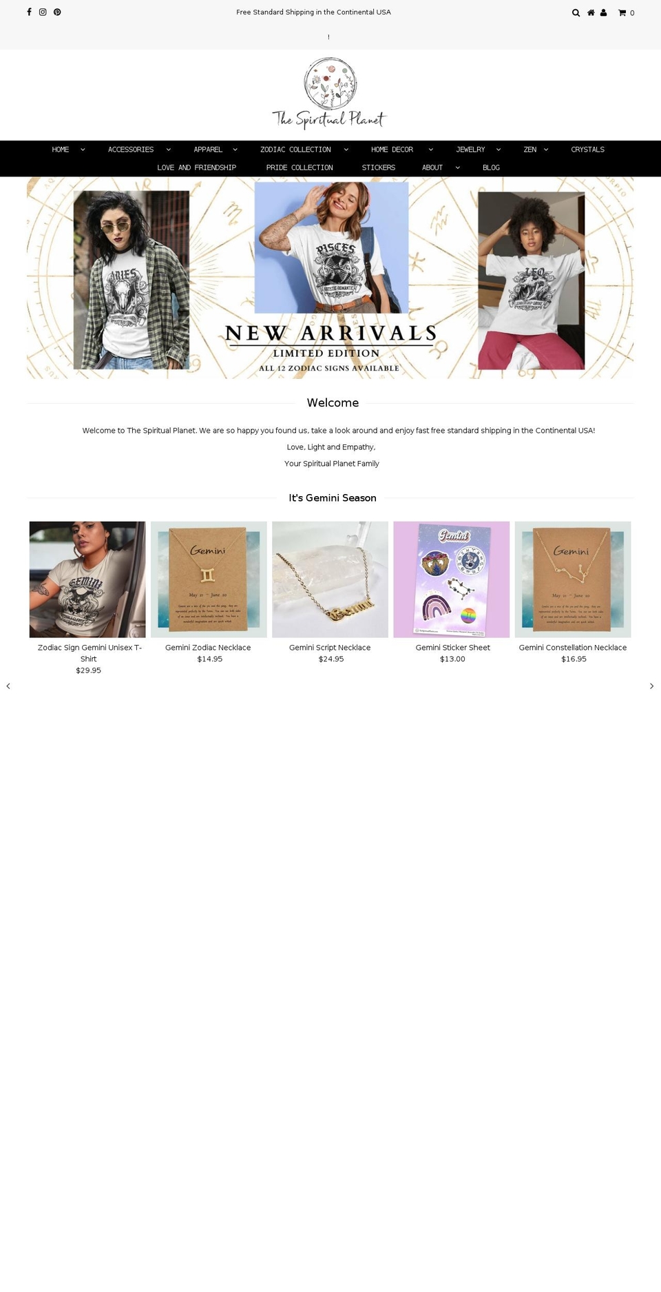 thespiritualplanet.com shopify website screenshot