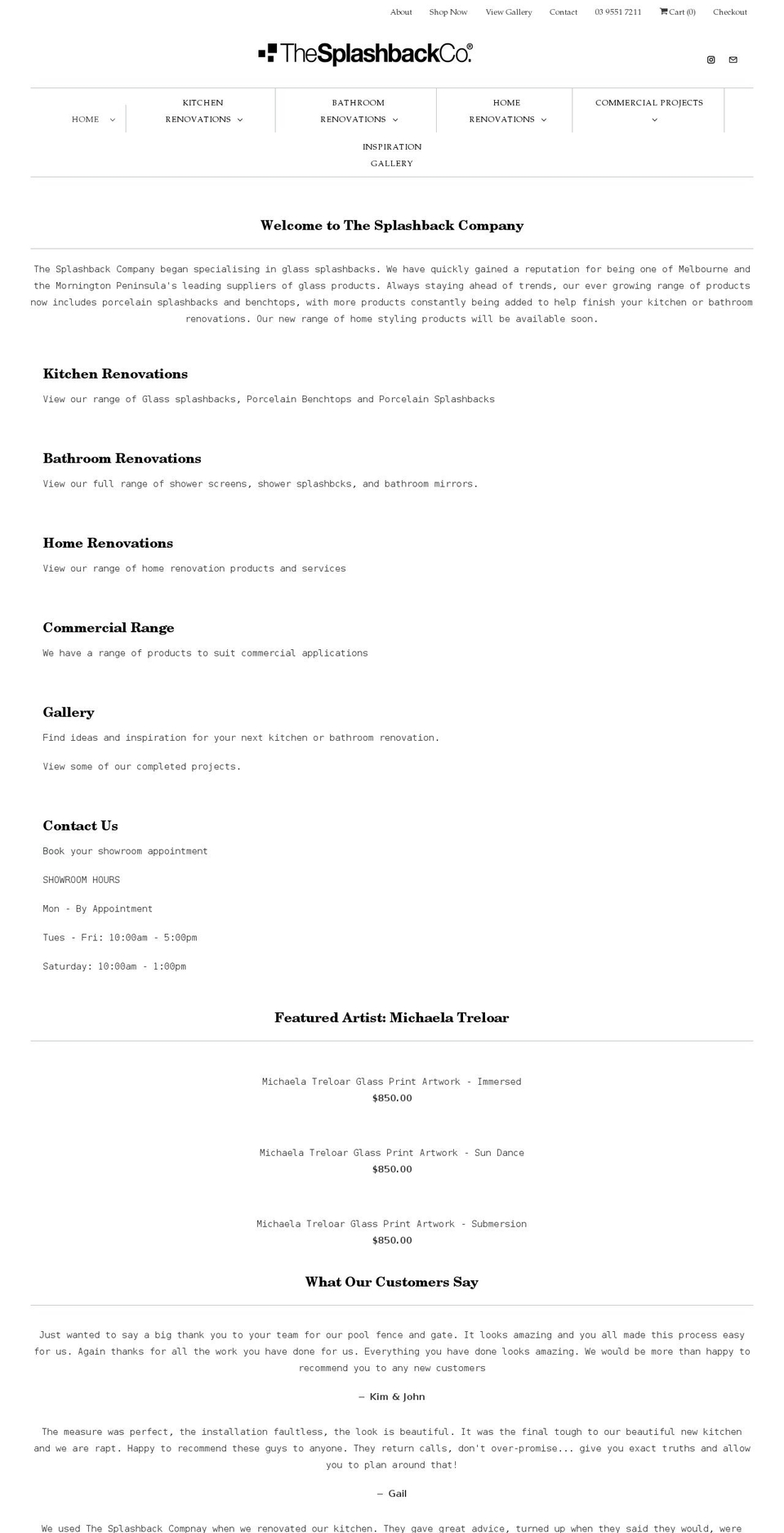 thesplashbackcompany.com.au shopify website screenshot