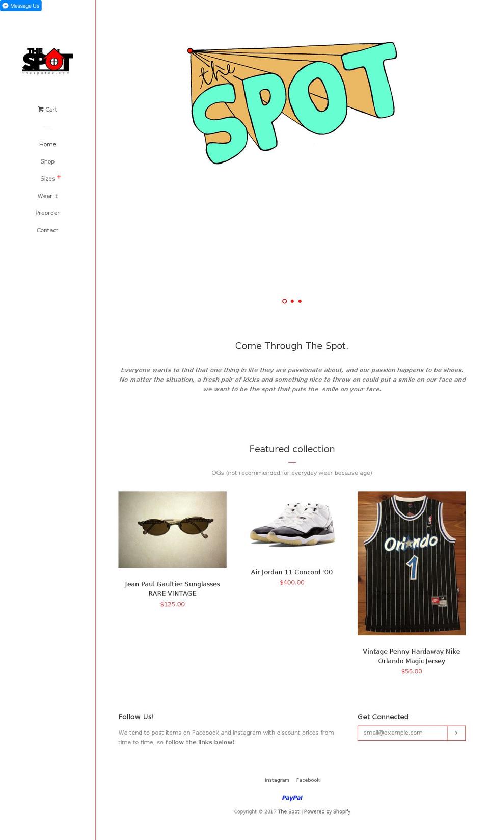 thespotnc.com shopify website screenshot