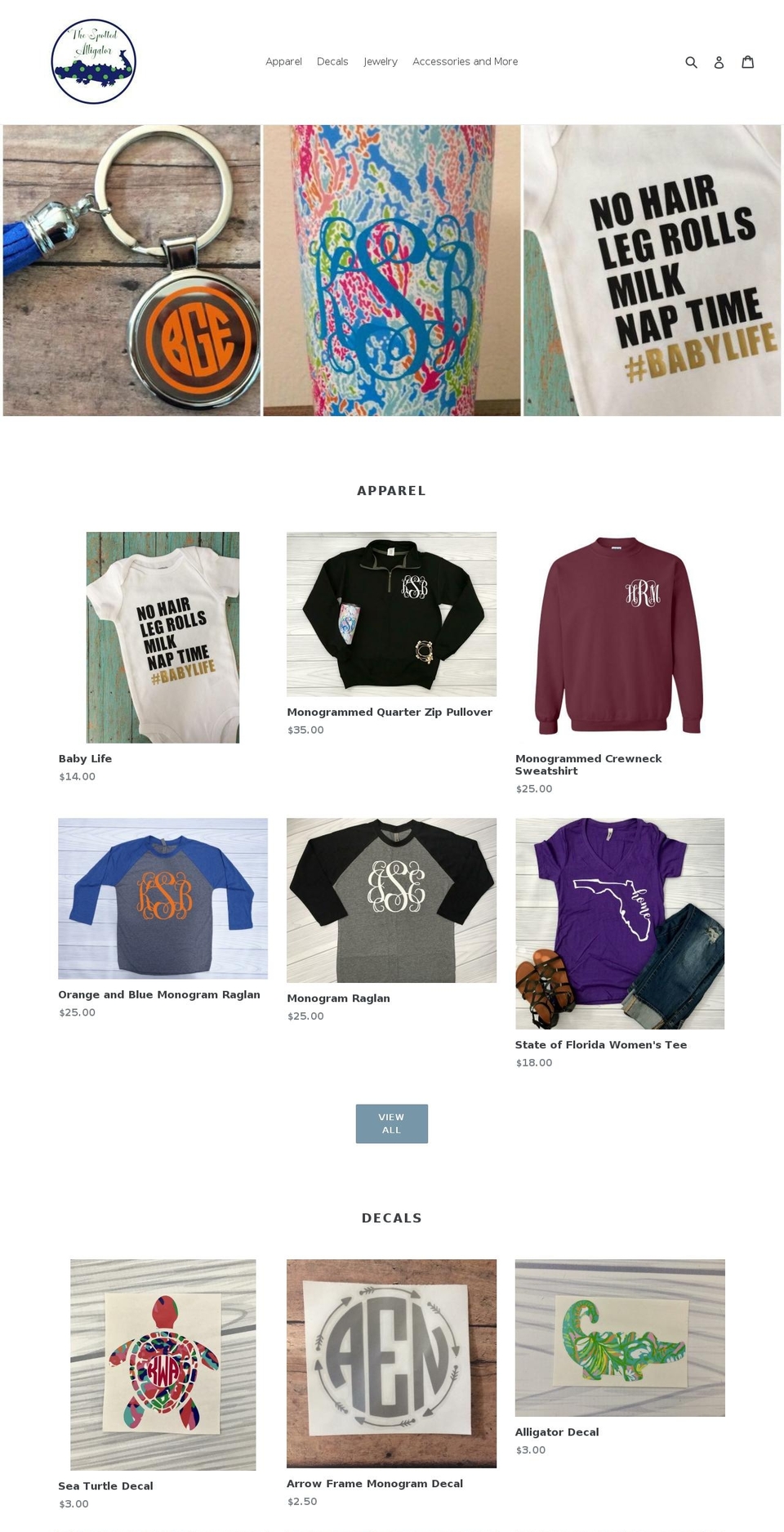thespottedalligator.com — Shopify storefront screenshot
