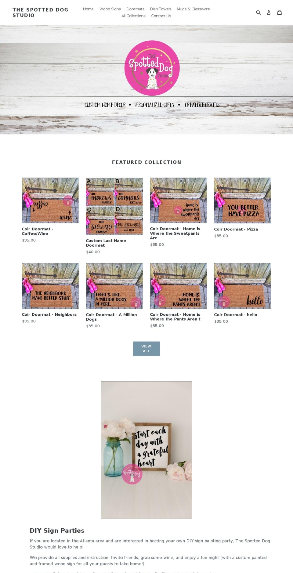thespotteddogstudio.com — Shopify storefront screenshot