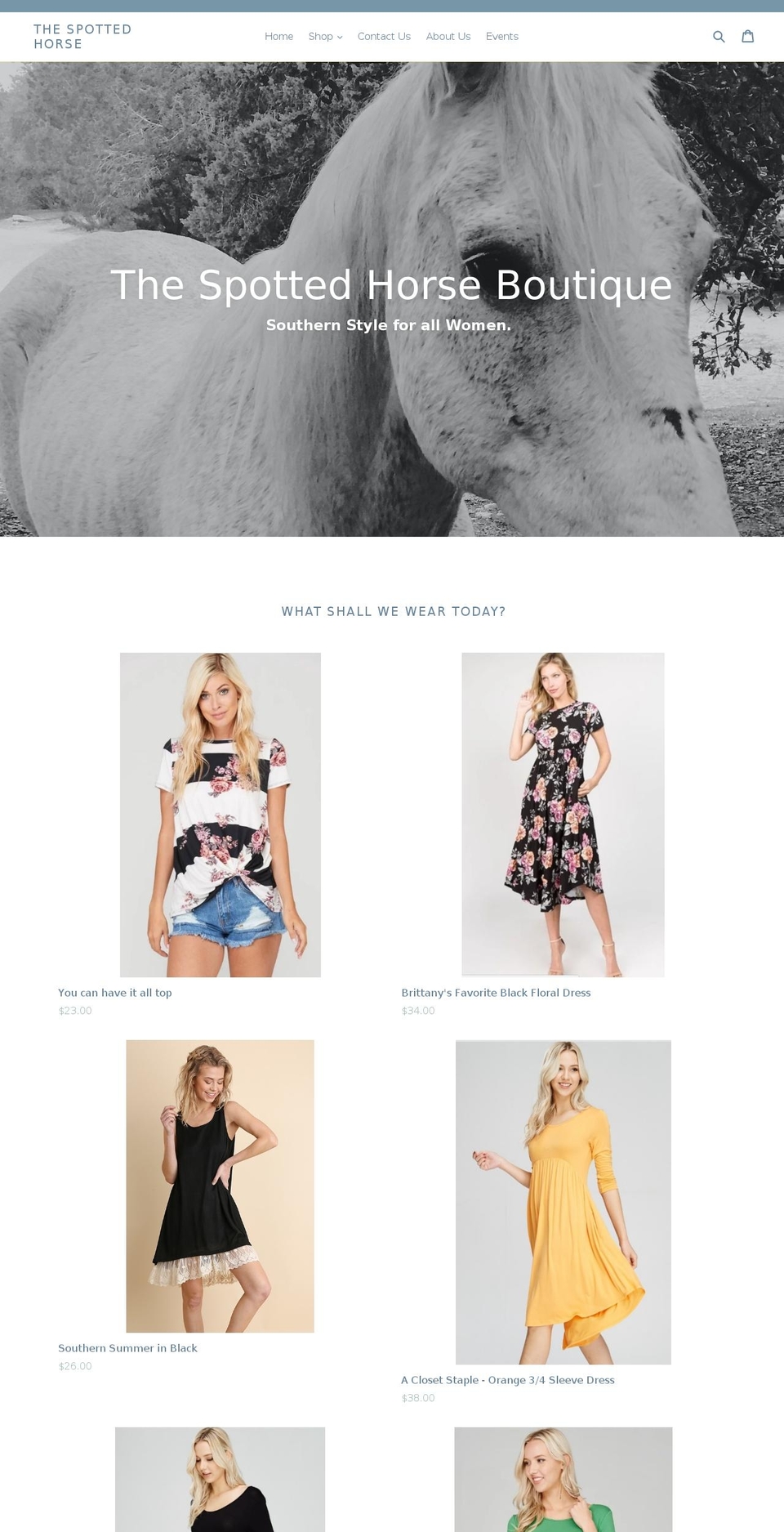 thespottedhorseboutique.com — Shopify storefront screenshot