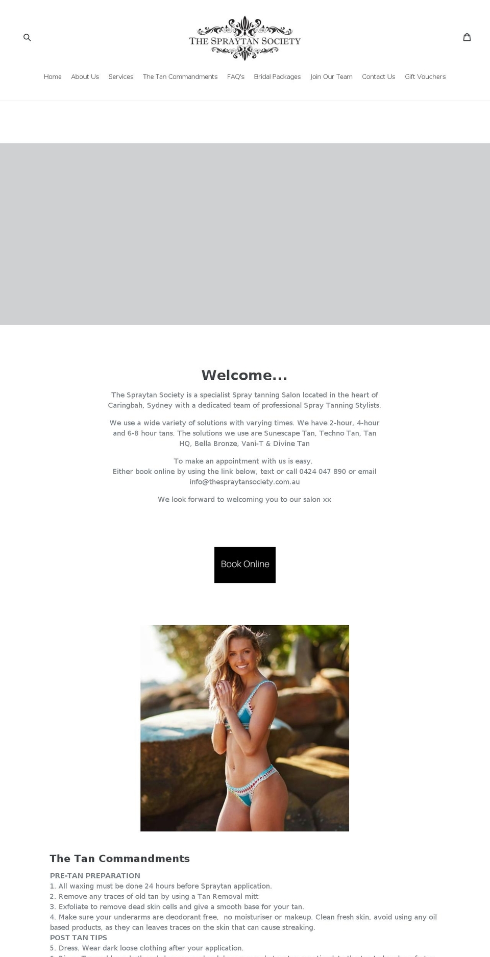 thespraytansociety.com.au shopify website screenshot