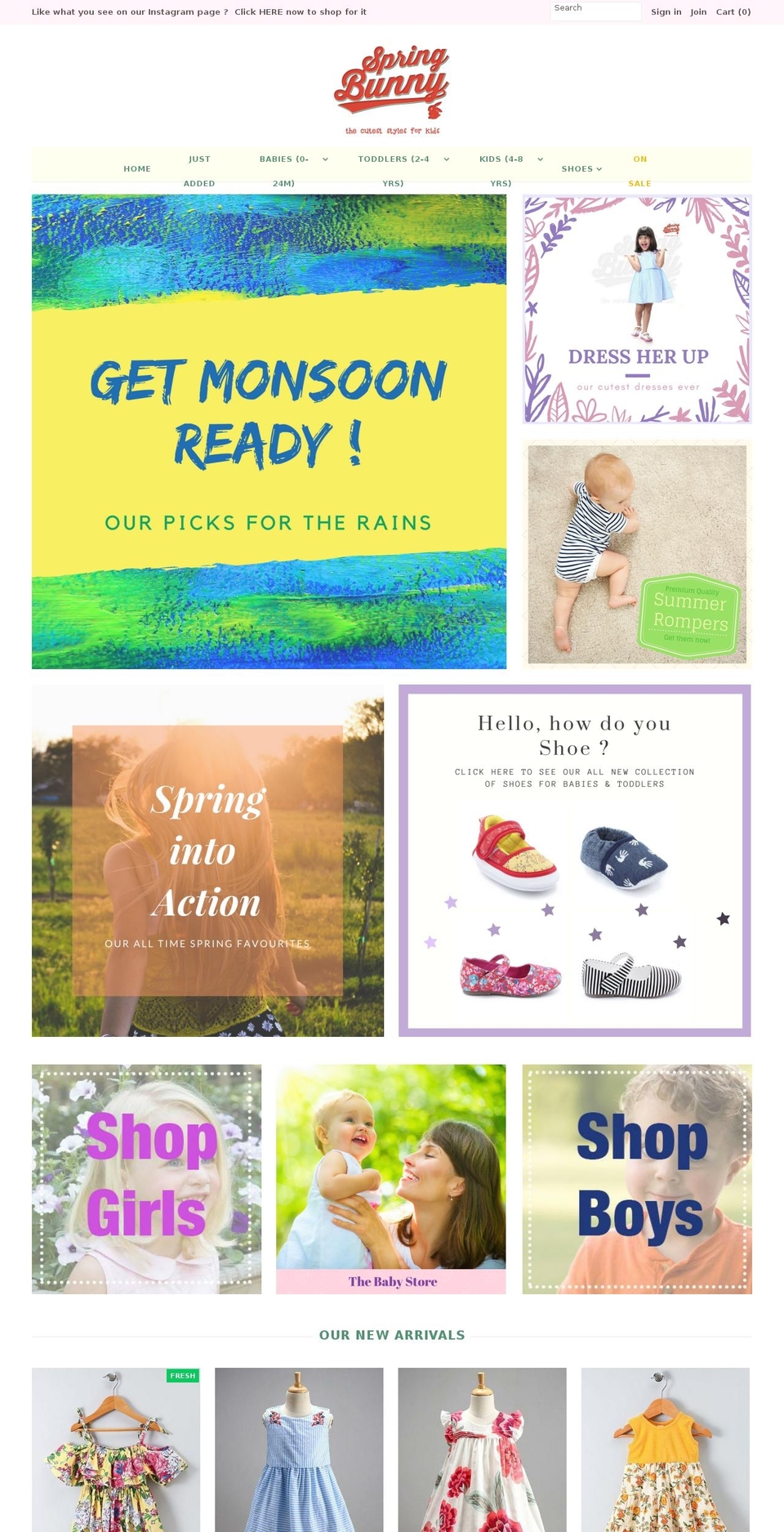 thespringbunny.com — Shopify storefront screenshot