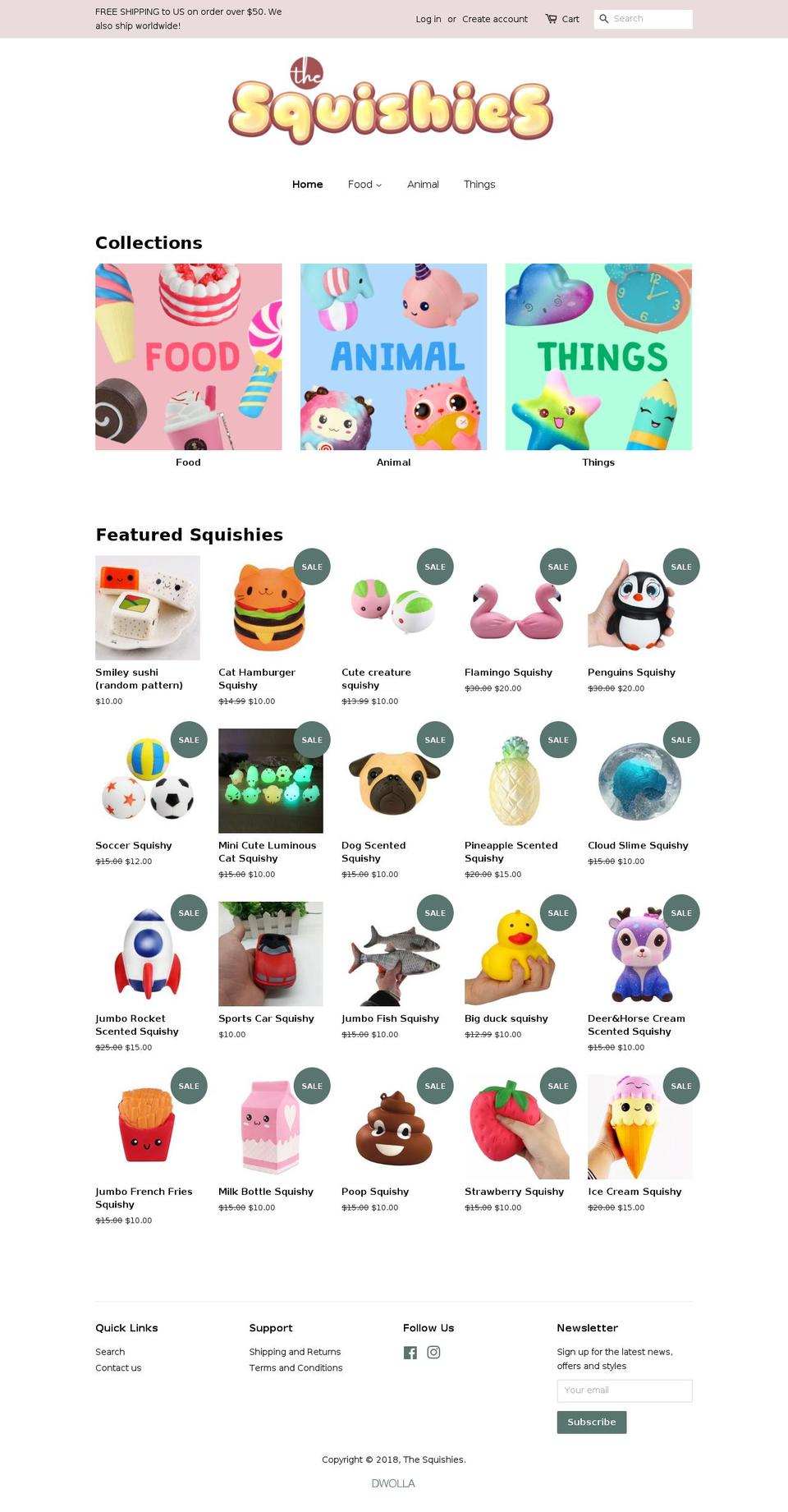 thesquishies.com — Shopify storefront screenshot