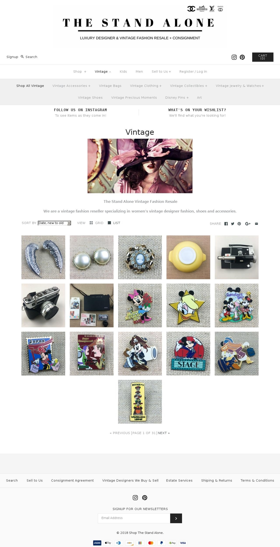 thestandalonevintage.com — Shopify storefront screenshot