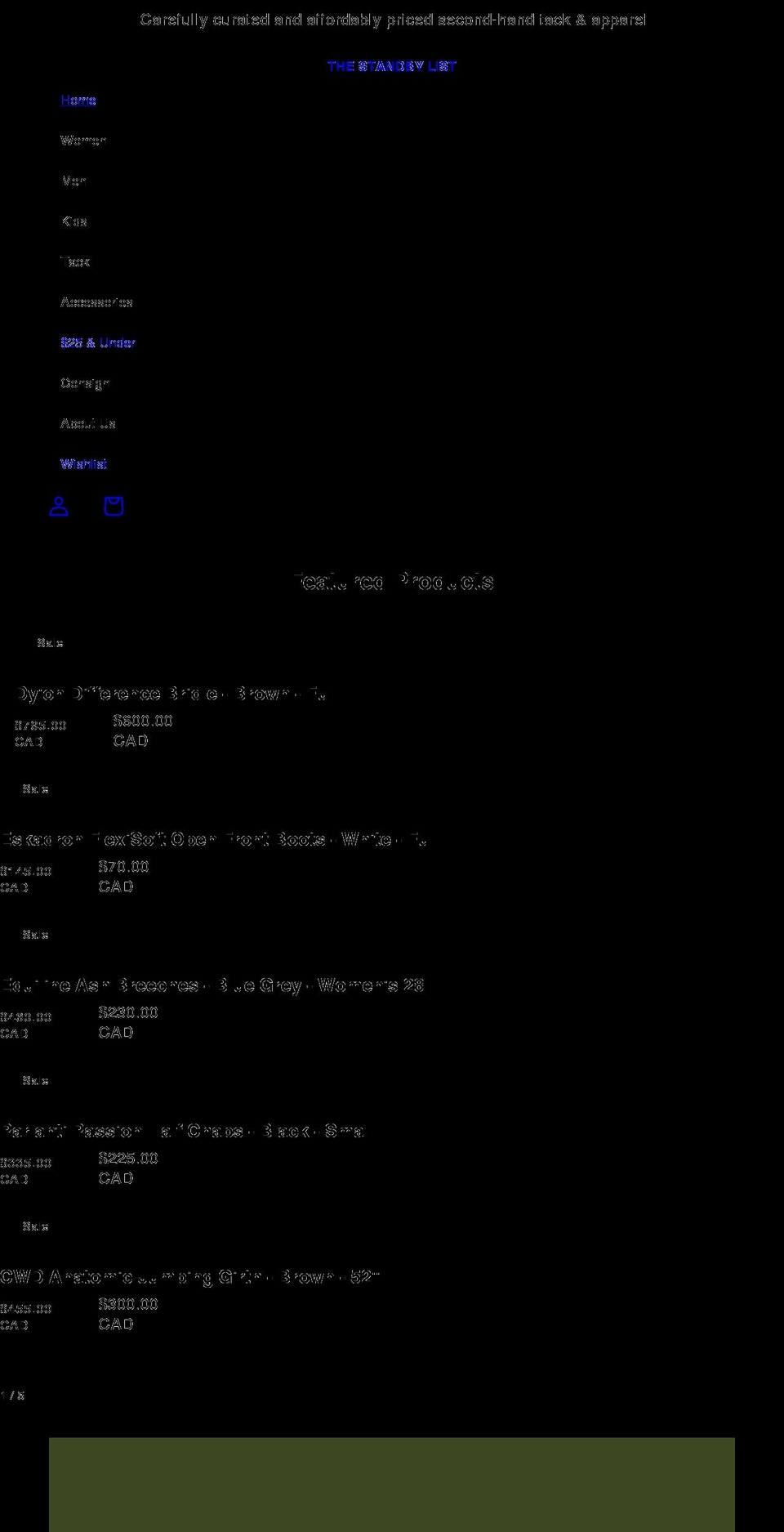thestandbylist.com shopify website screenshot