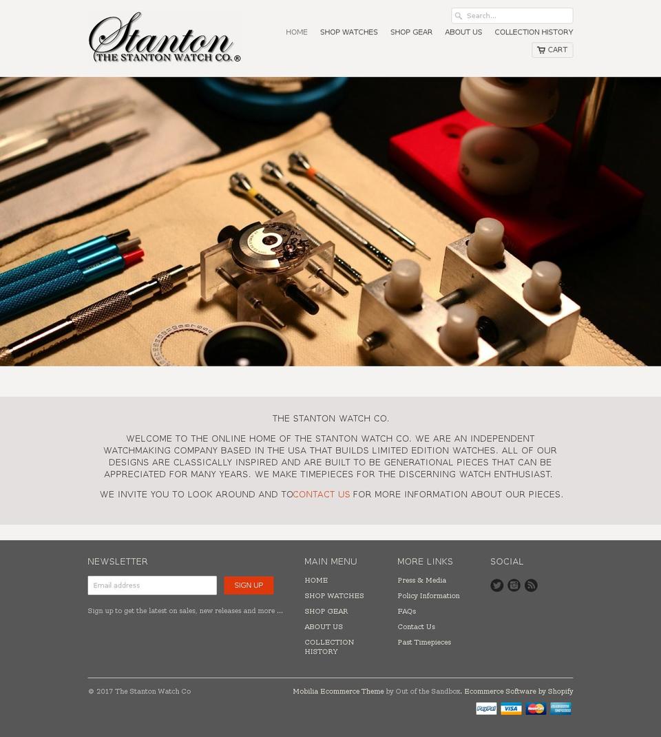 thestantonwatchco.com shopify website screenshot