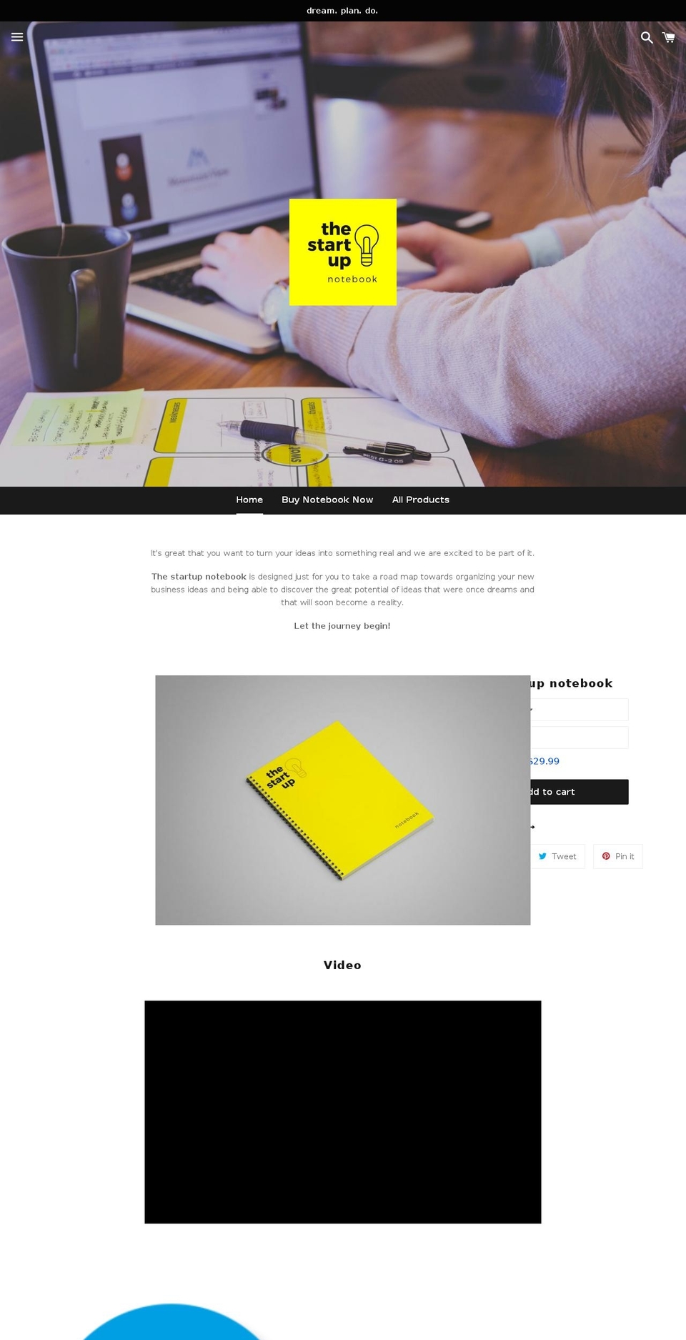thestartupnotebook.com — Shopify storefront screenshot
