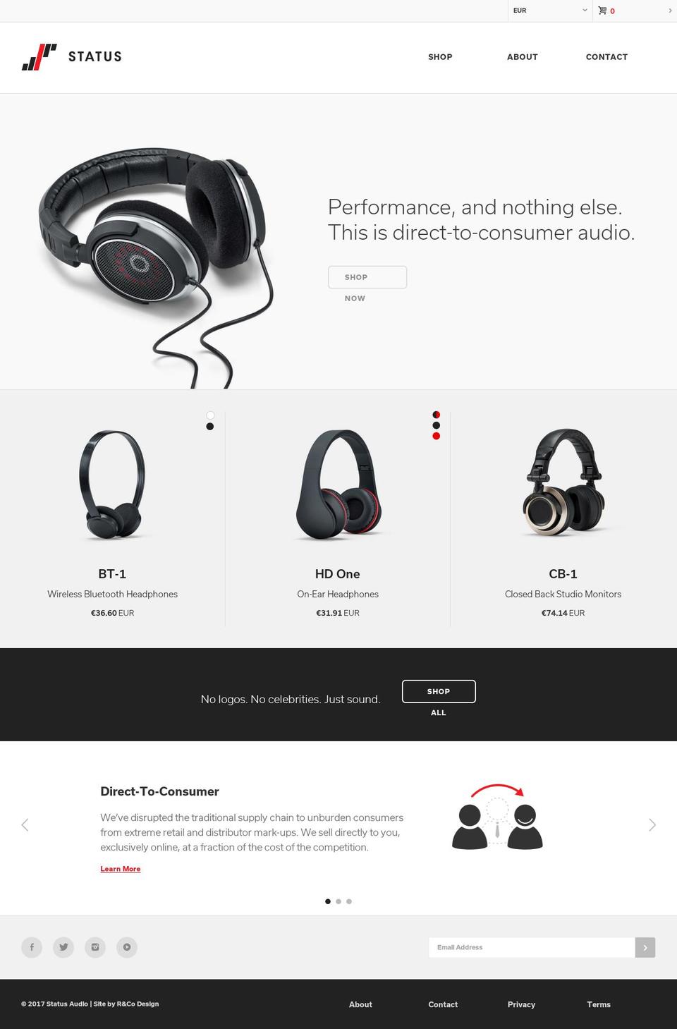 thestatusaudio.com shopify website screenshot