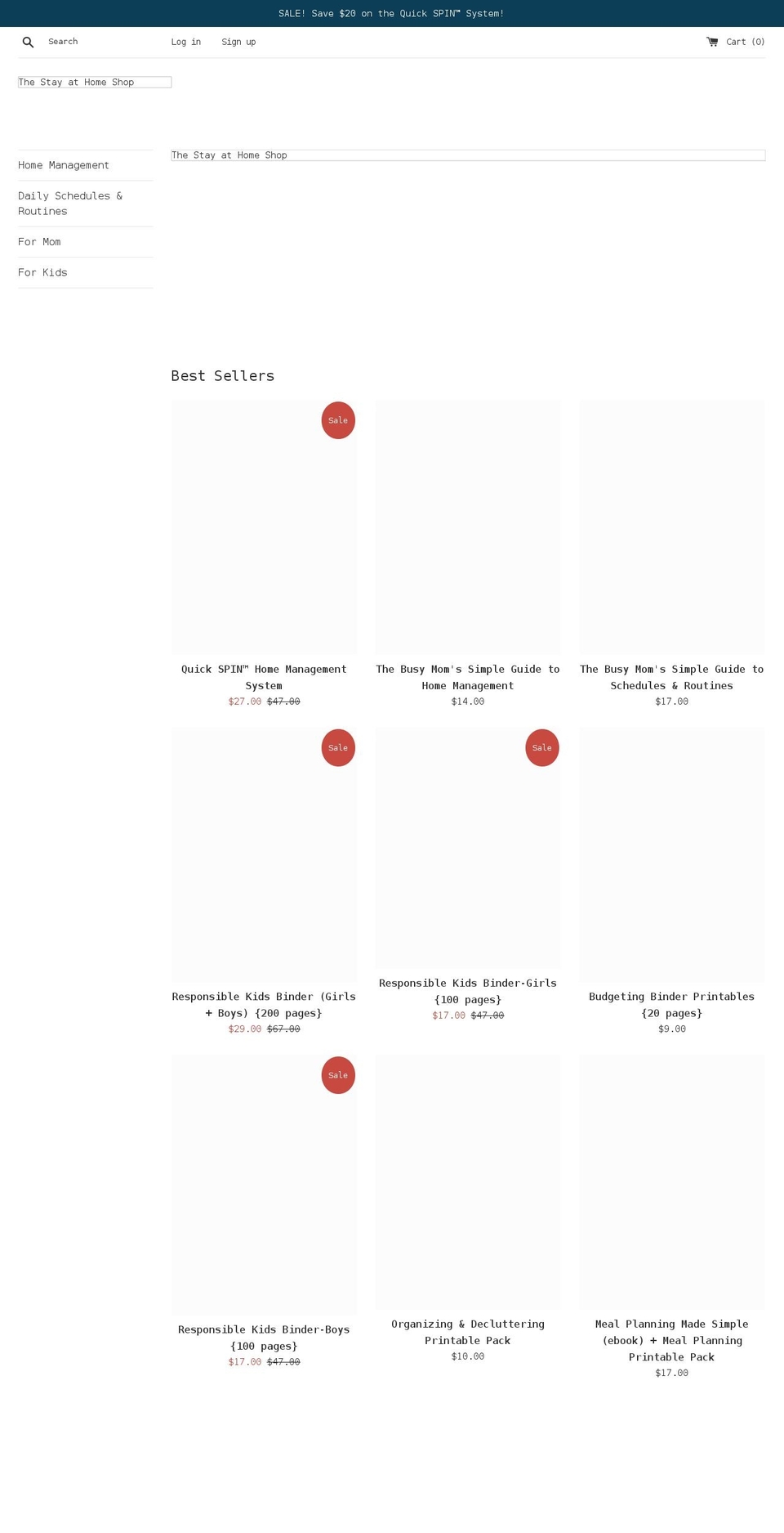 thestayathomeshop.com shopify website screenshot