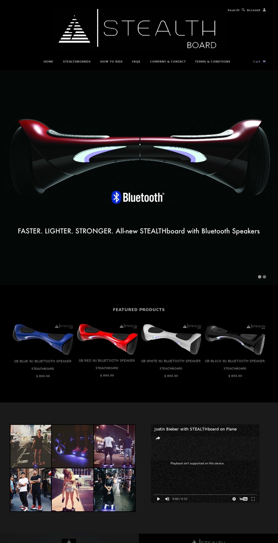 thestealthboard.com shopify website screenshot