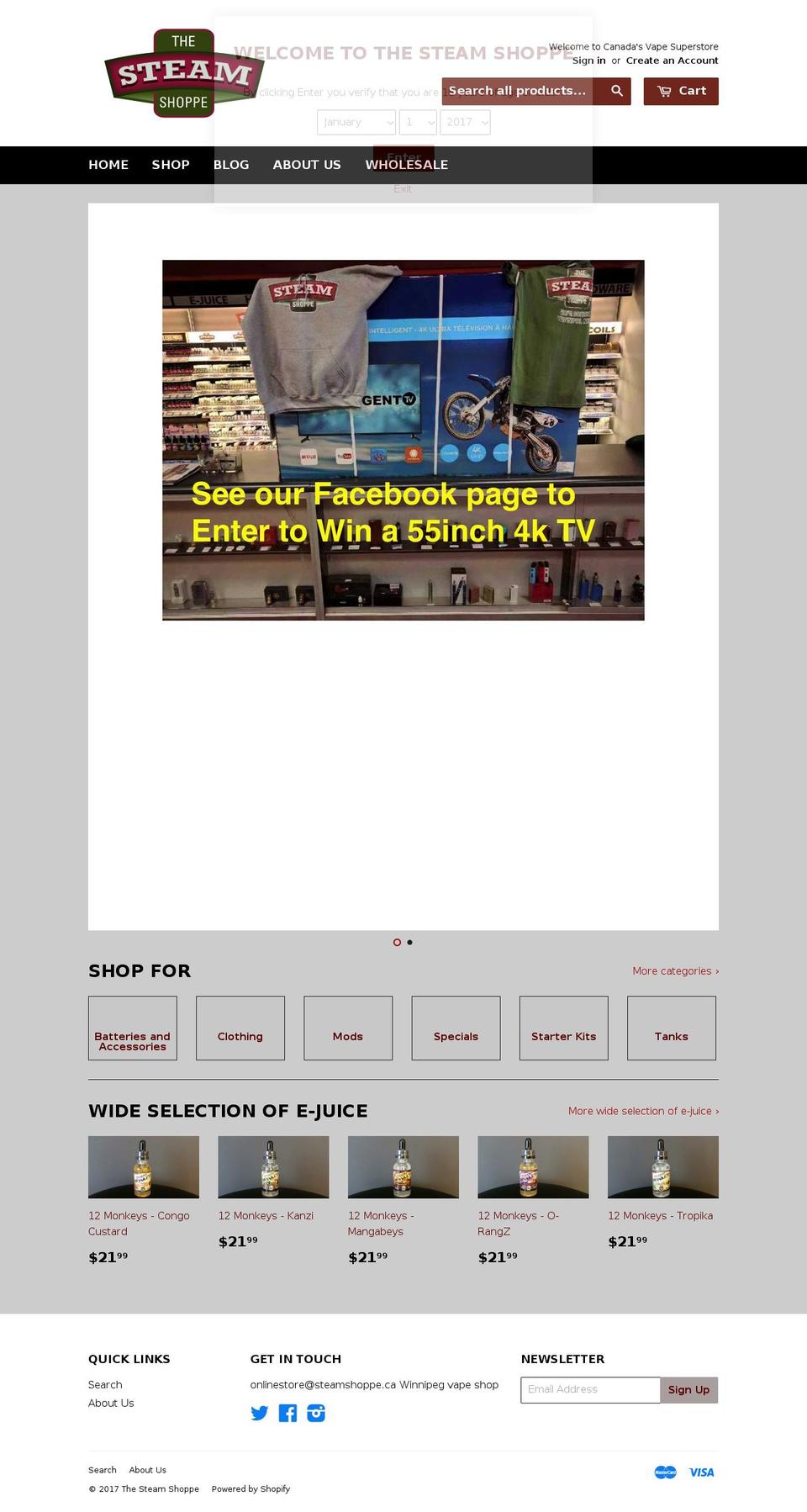 thesteamshoppeonline.com shopify website screenshot