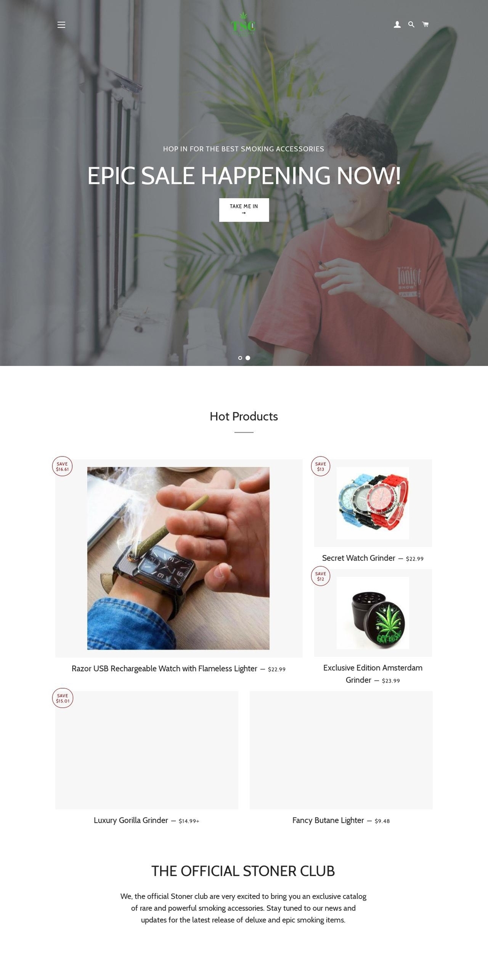 thestonerclub.com — Shopify storefront screenshot
