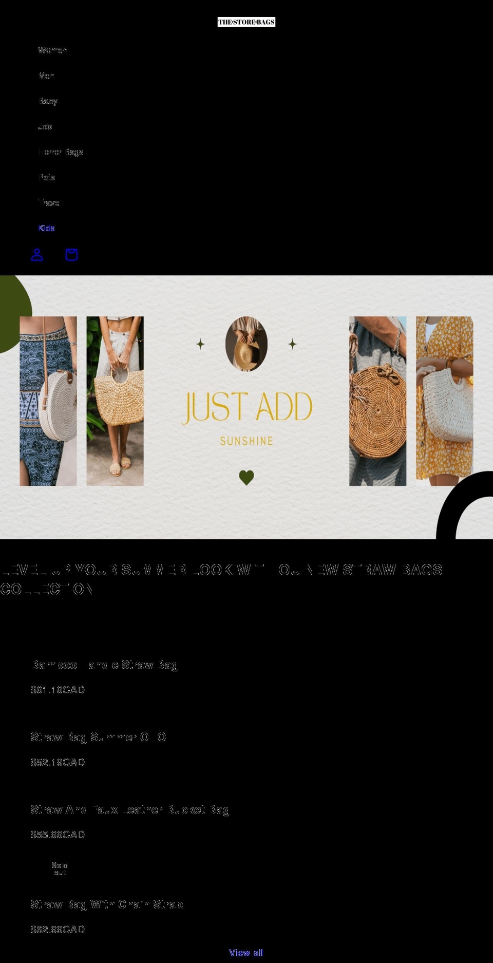 thestorebags.com shopify website screenshot