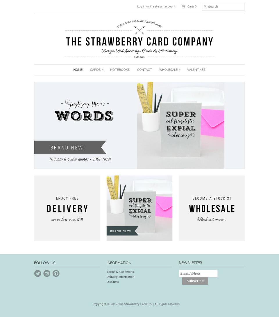 thestrawberrycardcompany.com shopify website screenshot