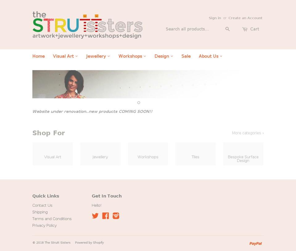thestruttsistersbespoke.com — Shopify storefront screenshot