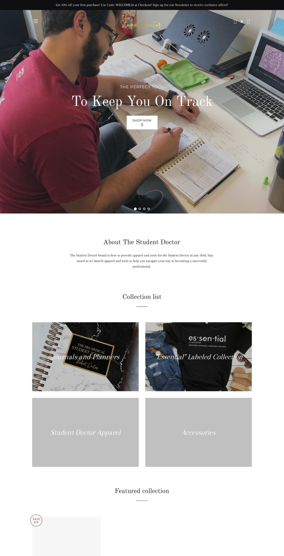 thestudentdoctors.com — Shopify storefront screenshot