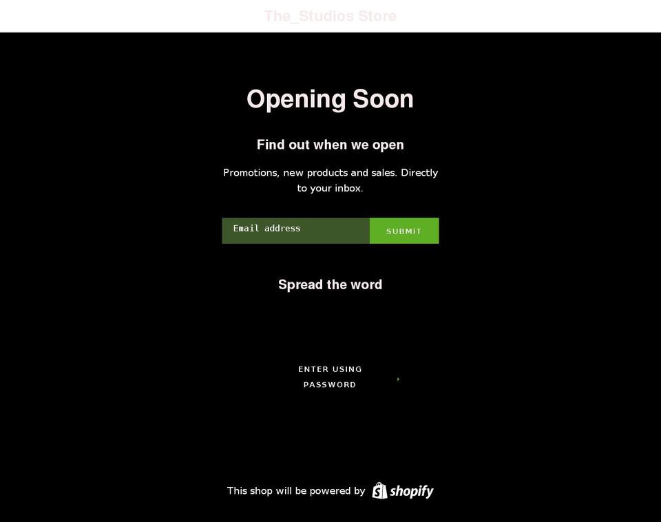 thestudios.store shopify website screenshot