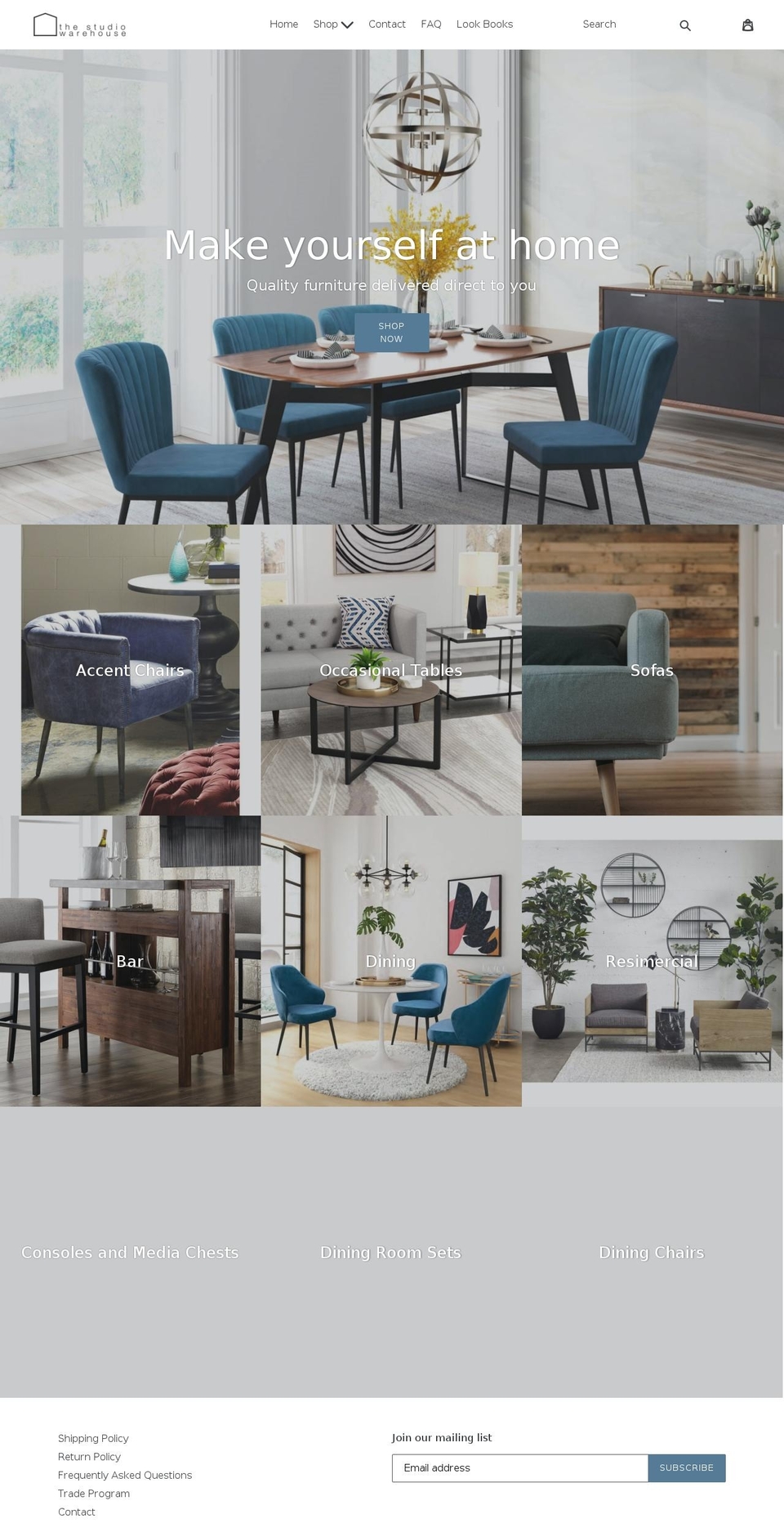 thestudiowarehouse.com shopify website screenshot