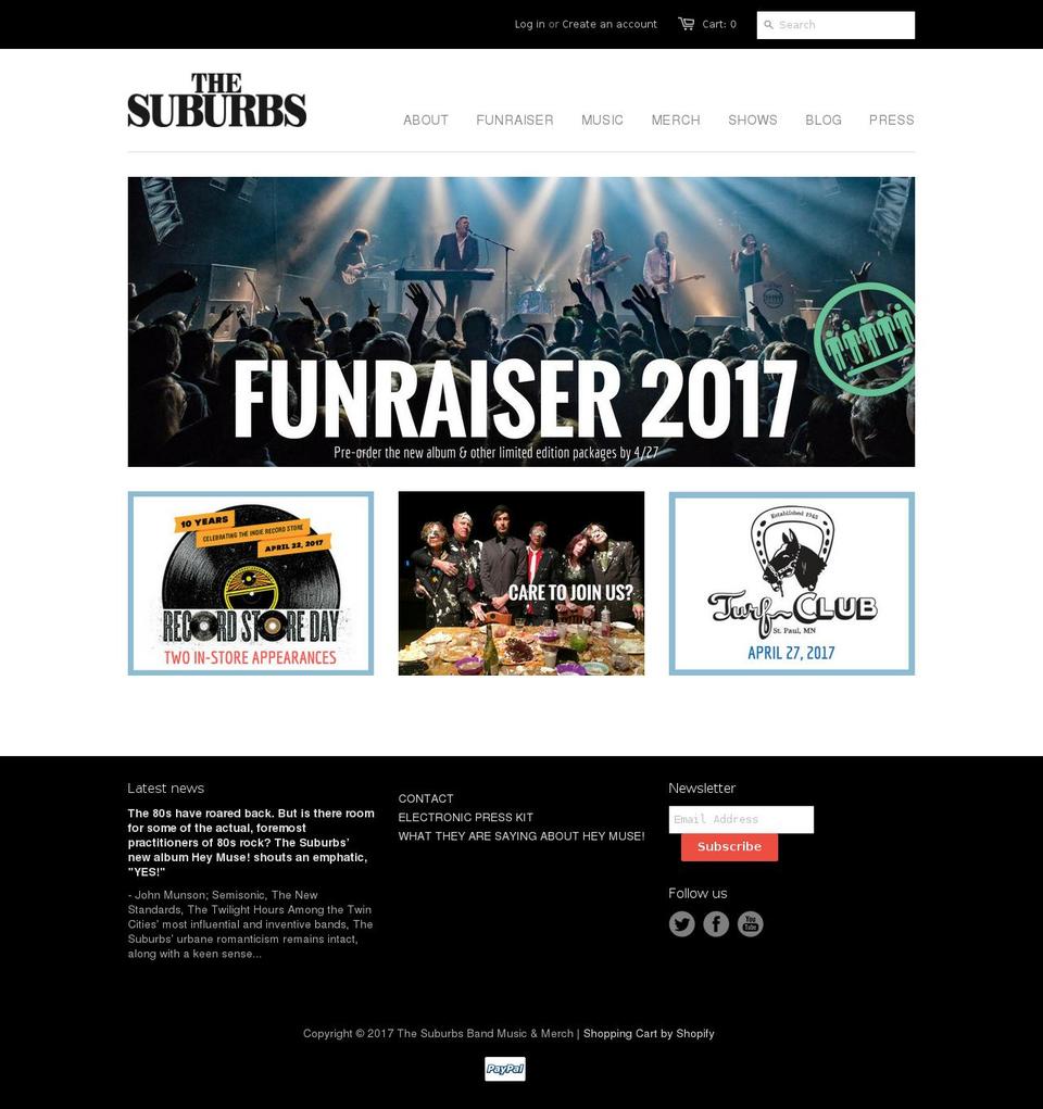 thesuburbsband.com shopify website screenshot