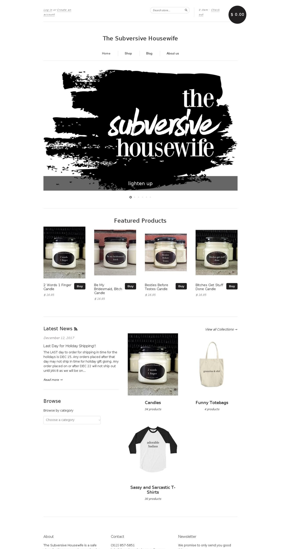 thesubversivehousewife.com — Shopify storefront screenshot