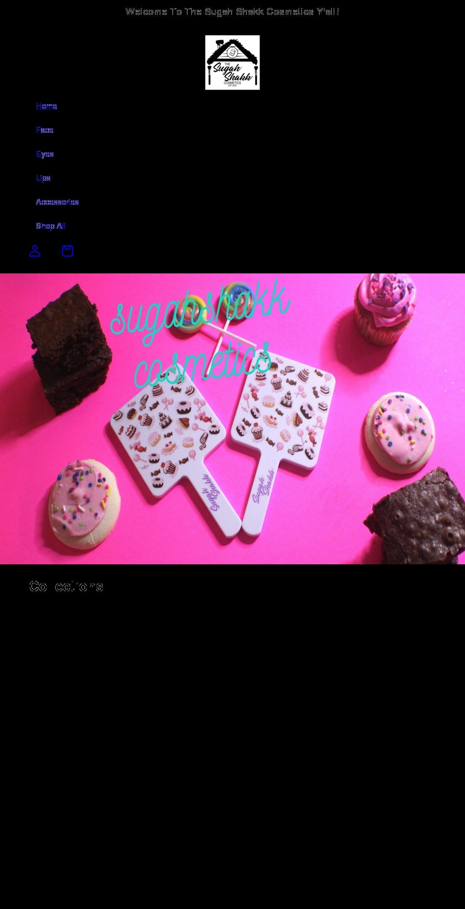 thesugahshakkcosmetics.net shopify website screenshot