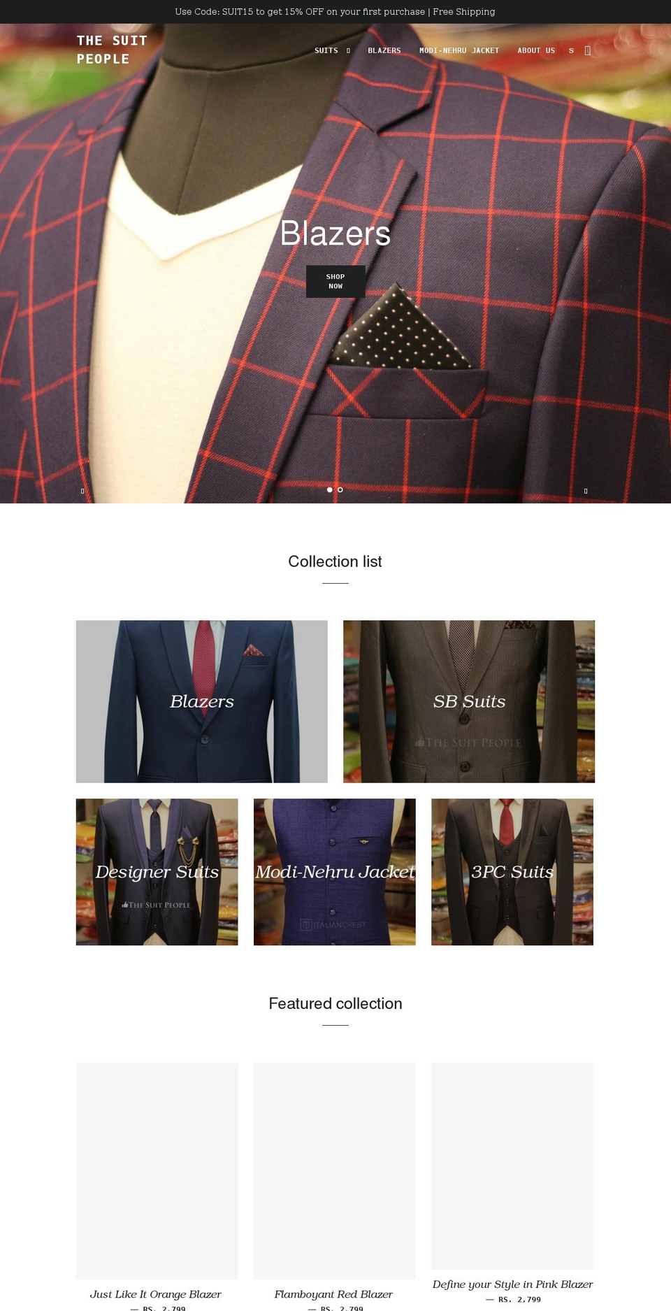 thesuitpeople.com shopify website screenshot