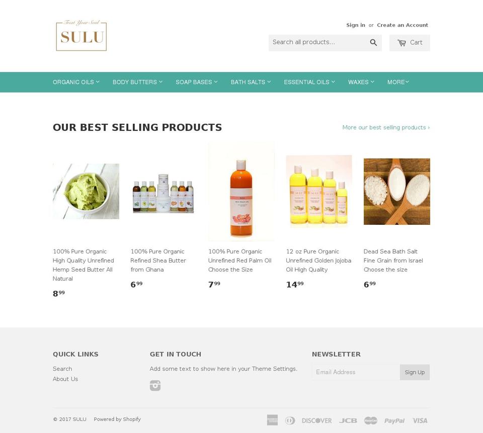 Optimal Shopify theme site example thesulu.com