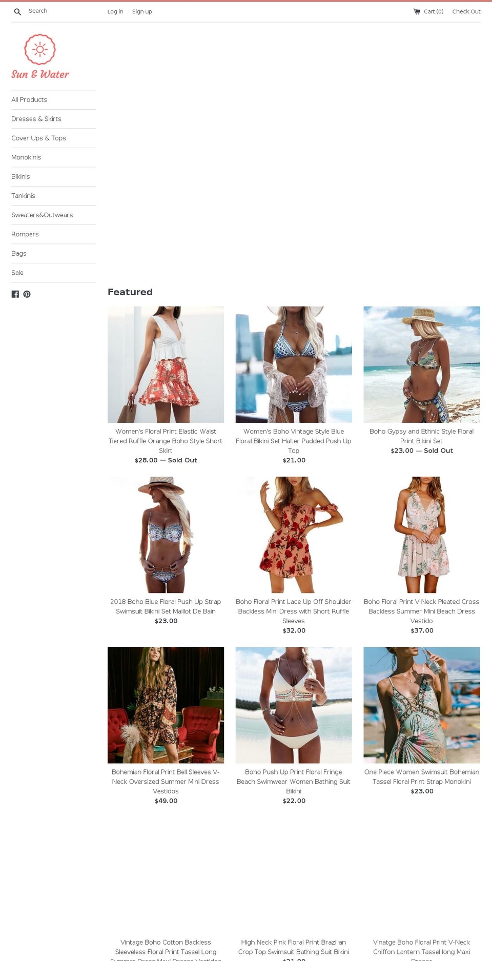 thesunandwater.com — Shopify storefront screenshot