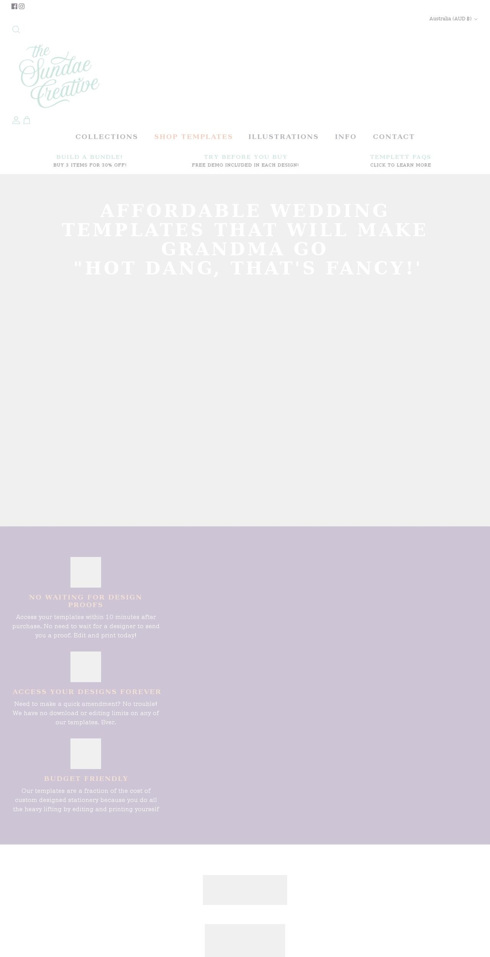 thesundaecreative.com.au shopify website screenshot